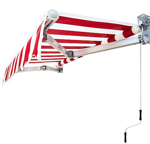Einziehbare Markisen für Die Terrasse, UV-Schutz, Sonnenschutz, Fenster, Tür, Überdachung mit Manueller Kurbel, 100 % Polyester, Wasserdicht und UV-Sonnenschutz, Robuster Aluminiumrahmen ( Color : Red