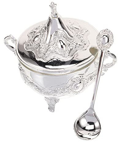 Housoutil Caja De Condimentos Contenedor De Condimentos Servidor De Sal Cuenco De Cristal Recipiente De Azúcar Con Tapa Azucarero Con Tapa Metal Aleación De Zinc De Té Casa De Molusco