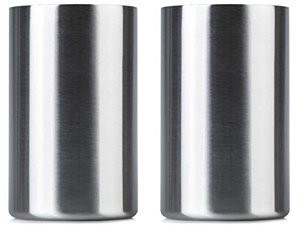 Wlauqueta - Enfriador de vino con aireador de vino (2 unidades, apto para de vino de 750 ml, fresco durante horas de acero inoxidable, sudor/cubo de champán)