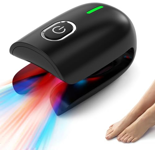 Dispositivo Láser para Tratamiento de Hongos en las Uñas, Dispositivo de Limpieza con Láser de Hongos para Uñas de los Pies Gruesas Decoloradas Dañadas y Onicomicosis (470nm*2+660nm*2 +905 nm*1)
