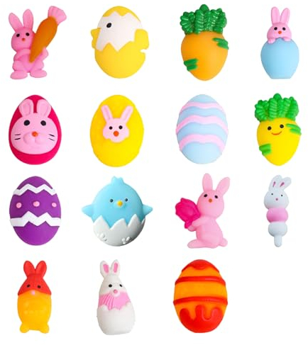 15 Stück Oster Mochi Squishies Spielzeug Mini Squishy Toy,Squishy Kawaii Set für Kinder,Osternest Füllmaterial,Ei Füllungen,Geschenke,Party Gefälligkeiten,Mini Mochi Spielzeug,Klassenzimmer Preise