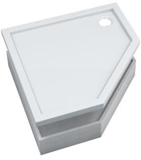 AQUABAD Duschwanne/Duschtasse | Set Basic Smooth White 90x90cm Fünfeck | inkl. Styroporträger | (Gesamthöhe inkl. Träger 16 cm) zum Befliesen