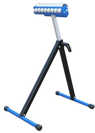 MENIPHIB Roller Stand for Woodworking, Blue, Metal, Adjustable Height, Smooth Rolling Action, Foldable Design, Versatile Applications