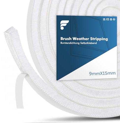 shinfly Joint Fenetre Porte Isolation, 10 Mètres(L) x 9 mm(B) x 15 mm(D) Joint Brosse Porte Coulissante, Joint Etancheite pour Fenetre Baie Vitrée Porte Poussière Voler Froid Phonique(Blanc, 10M)