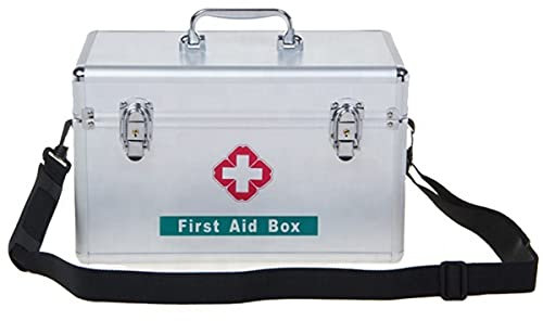 Botiquín de Primeros Auxilios portátil, botiquín de Emergencia para Acampar, Contiene Bandeja extraíble, Caja Multifuncional para Kit de Emergencia Familiar con asa, Plateado, 14 Pulgadas