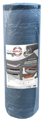 POLYREFLEX BLH-F (1,2x15 m) |Aislante Termico para Paredes y Fachadas, Techos y Cubiertas,Ventana, Suelo,Coche,Garaje,Camper| Válido para cualquier tipo de construcción|3 Capas |8mm Espesor |18m²