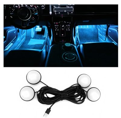 CGEAMDY Auto LED Innenbeleuchtung, LED Atmosphäre Licht Auto Innenraumbeleuchtung, Innenraum Autolichter Autos Led-Streifen Licht, Universelle Automobiles Innenraum Dekoration Zubehör(Eisblau)
