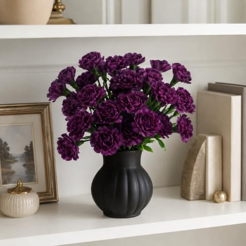 astylishome Autumn Artificial Flowers with Stem 40 pcs Purple Fake Faux Flower for Home Decor Bridal Wedding Party Garden Floral Arrangement Craft Accessories 0408