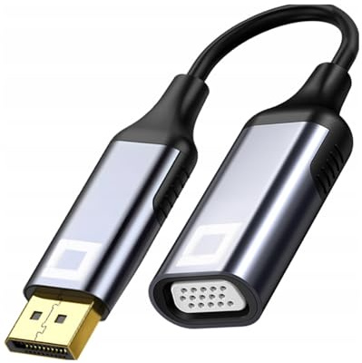 Co2 DisplayPort a VGA D-Sub 2K/60Hz, Full HD 1080p, Plug&Play, Chapado en Oro, Cable de una vía, convertidor, Compatible con portátiles, monitores, proyectores, Aluminio Gris Espacial (2K)