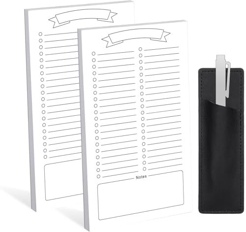 2 Pack Grocery List Magnet Pad for Fridge with Pen Holder, Totally 120 Sheets Magnetic Grocery List Pad for Fridge Full Back Magnet Shopping List, To Do List, Memo Notepads with Pen Holder, 4.5x7.5