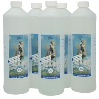Pegasalt 2% Totes Meer Sole (1000 ml) • Pferde Inhalation Soletherapie • Regeneration der Atemwege für Pferde (10er Spar Set)