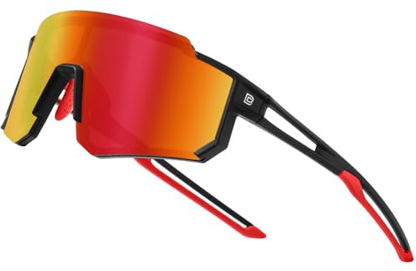 DUCO Lunette de Soleil Enfant Polarisées Sport 8-16 Ans | Verres Polarisés Anti-Éblouissement, Monture Légère, Protection UV400, Unisexe, pour Cyclisme, Course à Pied, Baseball