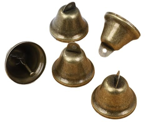 Whakano 30 Stück Vintage Glöckchen zum Basteln,Glöckchen mit Ösen,Glocken deko,Metallglöckchen für Handwerk,Weihnachten,Schmuck,Festival Dekoration,Geschenkdeko,Weihnachtsbaum Anhänger,Flocken,2,1cm