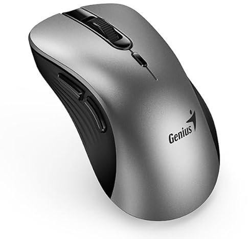 Genius Ratón: Ergo 8100S AI - Ratón ergonómico silencioso inalámbrico, Color Plateado
