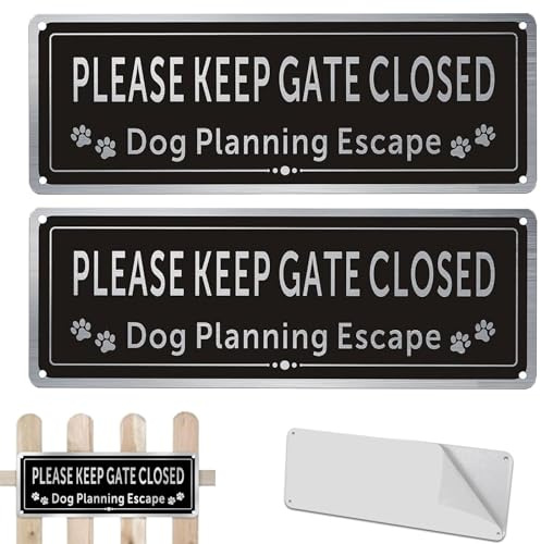 2 Pcs Please Close The Gate Sign, 3.5 X 9.8in Please Close The Gate Sign Dog, Please Shut The Gate Signs, Dog Signs For Gates, Uv Protected, Resistant Durable Ink, Weather/Fade Resistant
