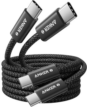 Anker 240W USB C to USB C Cable (2Pack,1.8m), USB C Charger Cable, Braided and Dirt-Free Type-C Fast Charging Cable, Slim Connector, for MacBook Pro, iPhone 17/16/15, iPad Pro, Samsung Galaxy,and More