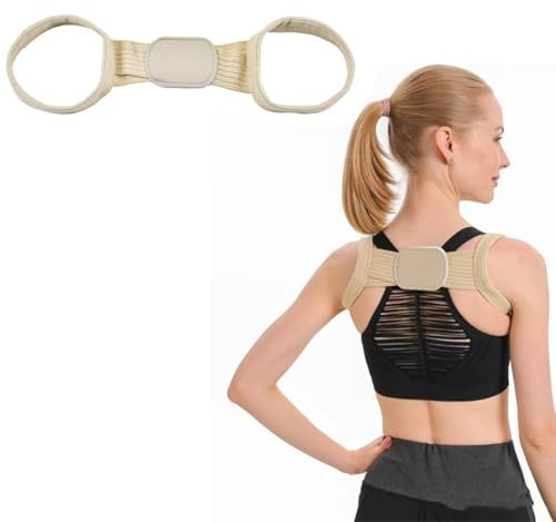 GGUFAY Correttore posturale, regolabile, per la parte superiore della schiena, sostiene la clavicola e allevia i dolori al collo