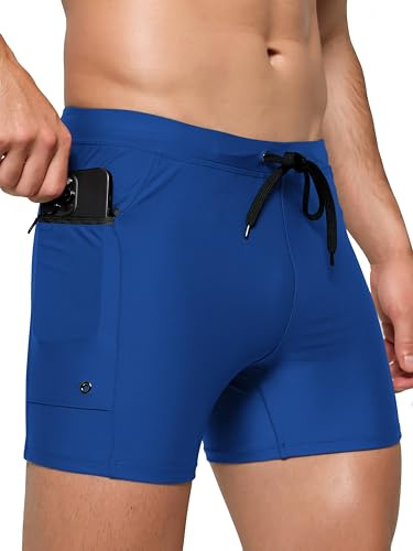 Arcweg Baddräkt för män, korta badshorts med justerbar dragsko för strand, sport, simning, S–XXL, Färg: blå, M