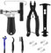 Juego de Herramientas de Cadena de Bicicletas, Tronchacadenas Bicicleta, Alicate de Cadena de Bicicletas, Medidor Cadena Bicicleta, 5 Pares de Remaches, 3 Cepillo, para Bicicleta6-12Cadena Eslabones