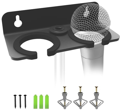 Doppelter Multi Mikrofonhalter mit C-Klemme (Aluminium/Gummi) für die meisten Mikrofonständer, Bühne, Live-Streaming, Konzertauftritte, Karaoke, Platz für bis zu 2 Mikrofone