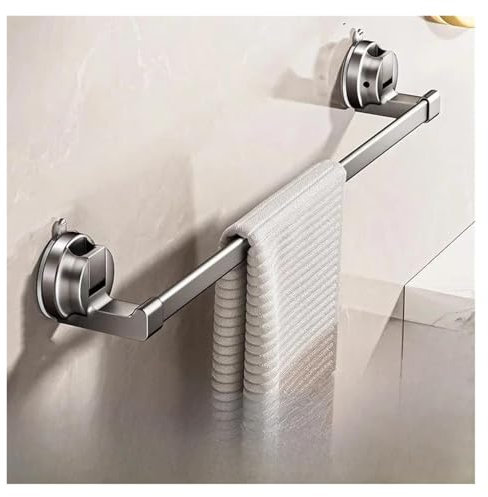 Toallero de baño con Ventosa, sin Necesidad de taladrar, Barra para Toallas, Estante de Almacenamiento para Pared, Organizador de baño con Gancho(50cm)