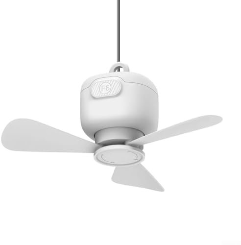 Ventilateur de camping portable USB - Vitesse du vent réglable - Veilleuse LED - Avec 3 pales amovibles - Petit ventilateur personnel à suspendre - Pour tente, auvent, camping-car, tonnelle, plage