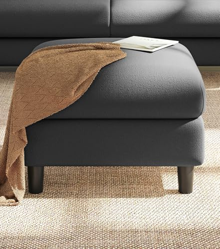 Welzona Sgabello con vano portaoggetti, sgabello Teddy, senza attrezzi, poggiapiedi, tutto in legno, 68 cm, pouf, pouf per soggiorno, pouf, poggiapiedi, cassapanca per seduta, poggiapiedi, grigio