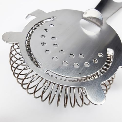 4 Prong Cocktail Strainer - Professional Stainless Steel Hawthorne Strainer - Stainless Steel