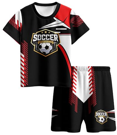 Hjshfue Kids Soccer Jerseys Boys Football Practice Outfits Youth Sport Training Uniforms Athletic T-Shirts