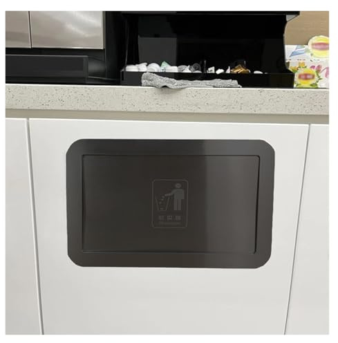 Poubelle plan de travail Couvercle de poubelle encastré, couvercle de poubelle automatique en acier inoxydable 304, porte rabattable rectangulaire pour cuisine(Black,19x17.5x3cm/7.5x6.9x1.1in)