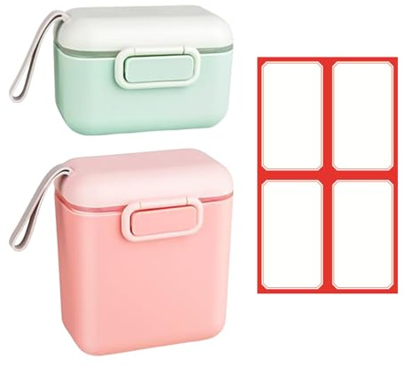 GDFHBD 2 Pieces Of Portable Milk Powder Boxes, 1 Label Sticker, Sea And Moisture-Proof Milk Powder Storage Tank, Baby Food Supplement Sub-Packing Box, Can Write Adhesive Labels.