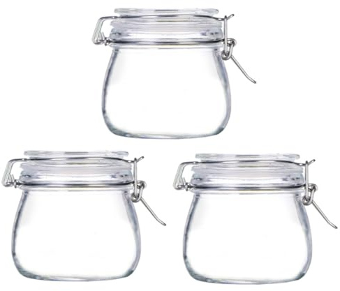 ARTSEWPLY Barattoli Sigillati in Vetro Per Conservazione Alimenti 500 Ml, Barattoli Per Sottaceti Con Coperchio a Fibbia, Contenitori Ermetici Per Uso Domestico e Cucina, Set Da 3 Pezzi