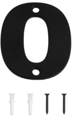 SISI UK Numero civico 0 per porta civica da 75 mm, per porta, in legno UPVC e composito, colore nero opaco, con tassello e viti di fissaggio