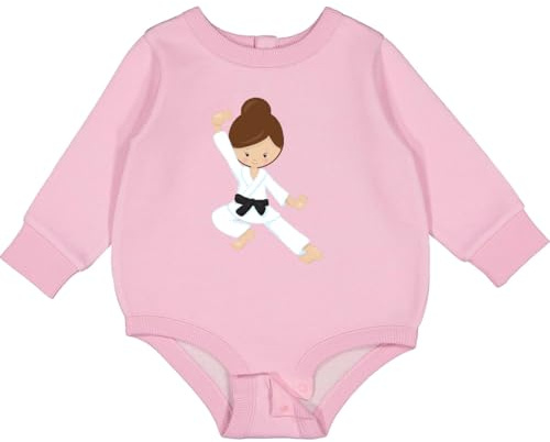 inktastic Karate Girl, Cute Girl, Black Belt, Brown Hair Baby Fleece Bodysuit Newborn Pink 39dc9