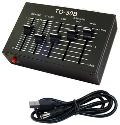 BOFRHME Preamplificatore Stereo Bilanciamento Audio DC5V To-30B, Controllo del Volume di Bilanciamento Audio, Bande, Alto, Medio e Basso