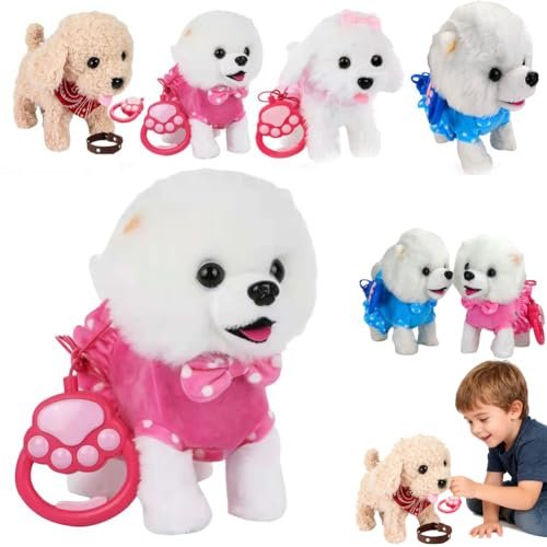 2026 Upgrade Hopping Dog Realistic Robot Puppy,Interactive Electronic Plush Puppy Toy with Realistic Touch Sensing,Voice Mimic,Lifelike Sounds,Tongue & Licking Motion,Christmas Toy Gift for Girls Boys