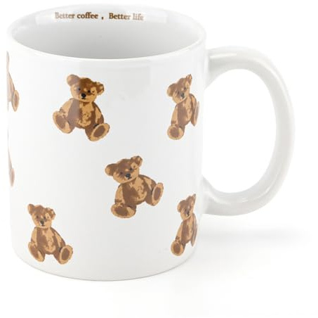 Dermalyx 325ML Weiß Niedlicher Teddybär Kaffeetasse Lustige Bär Tassen Süße Geschenke, Keramiktasse Für Zuhause Büro Für Tierliebhaber Lehrer Eltern