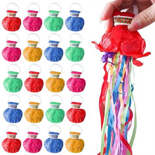 Hand Throw Streamers, 20 Pack Party Streamers, Rainbow Hand Throw Crepe Paper Streamer for Celebration Birthday Engagement Wedding Graduation Party(Multi Color)