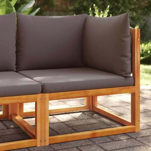 IBUQDDV Garten-Ecksofa mit Kissen aus Massivholz Akazie, Robustes Modulares Design für Terrasse und Balkon, Wetterbeständige Polsterauflage mit Abnehmbarem Bezug