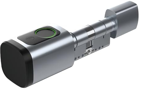Cerradura de cilindro inteligente TTlock/Tuya, aplicación de muesca, puerta de enlace G2, llave mecánica y alimentación de emergencia USB, código Pin de huella digital sin llave(TTLOCK-G2 sliver)