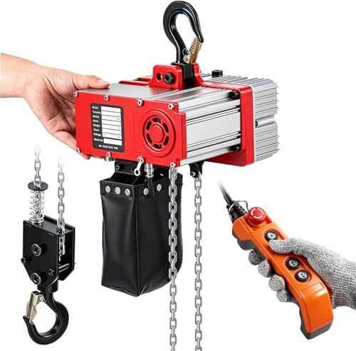 NEWTRY Mini polipasto eléctrico de cadena 500KG sin escobillas, de dos velocidades, con una altura máxima de elevación de 3 metros; ligero y portátil para uso doméstico, en almacenes y garajes