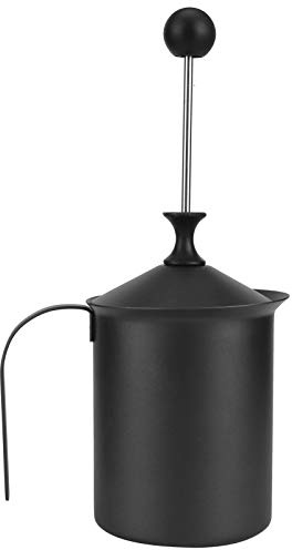 Dioche Espumador de Leche Manual de Acero Inoxidable Estilo Japonés, Espumador de café de Doble Capa, 400 cc. Apto para Leche, de Soja y Otros Productos No lácteos. Funcionamiento Sencillo, Ideal