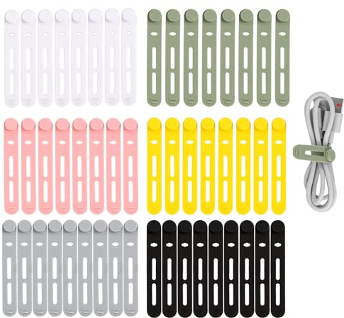 50Pcs Serre Cable en Silicone,Attaches de Câble en Silicone Réutilisables,Range Cable Bureau et Maison Organisateur Cable Élastiques pour Câbles de Charge, Audio et Réseau, Rangement Cable Pratique
