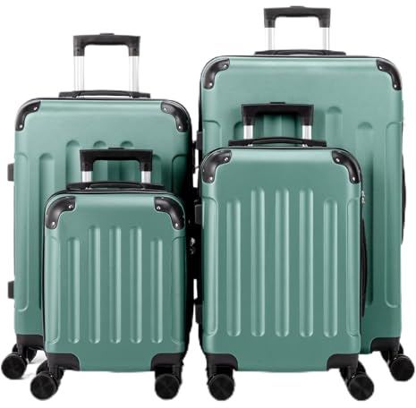 LEADZM Kofferset 4 teilig Hartschale mit verstärkten Ecken (Türkis) | Reisekoffer mit Rollen Groß, Handgepäck, Hartschalenkoffer Groß, Koffer & Trolleys aus ABS