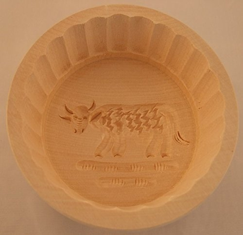 Gravidus Butterform aus Ahornholz - Runde Sturzform mit Kuhmotiv für ca. 250g Butter, perfekt für Frühstück und Brunch