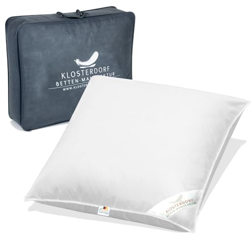 Klosterdorf Bettenmanufaktur Premium Kopfkissen - ''wunderbar'' - 80x80 cm - 1300 Gramm - fest - Handarbeit aus Deutschland - Für einen gesunden Schlaf