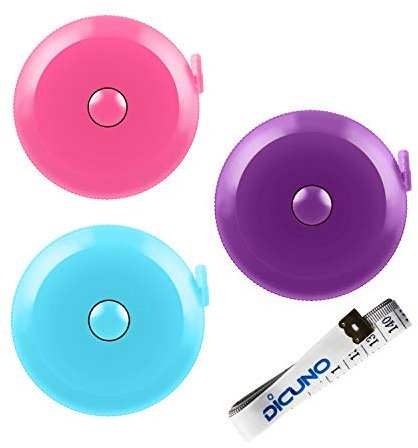 DiCUNO 1.5M 60Inch Round Measure Retractable Measuring Tape Body Measure Tape 3 Colors(Purple Pink Blue) Package with Soft Tape