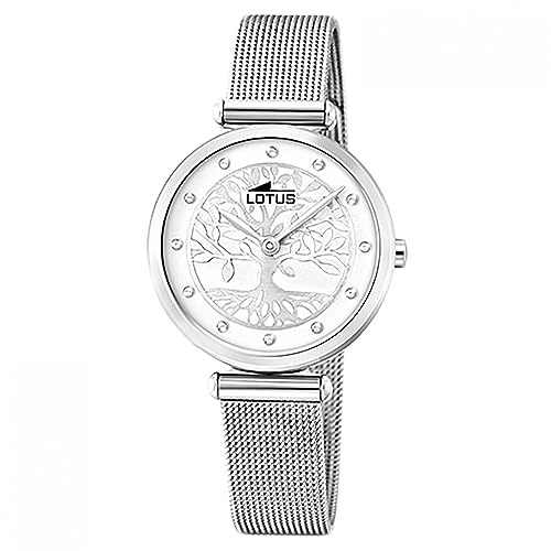 LOTUS Montre Femme Analogique Acier Inoxydable 316L Argent - Mouvement Quartz - Verre Minéral Haute Résistance - Étanche 5 ATM 18708/1 - Trendy