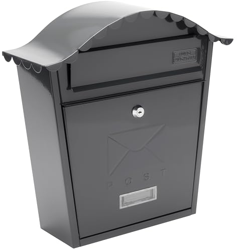 Burg-Wachter MB01A Anthracite Classic Wall Mounted Galvanised Steel Lockable Weatherproof Post Box - 36x37x13cm