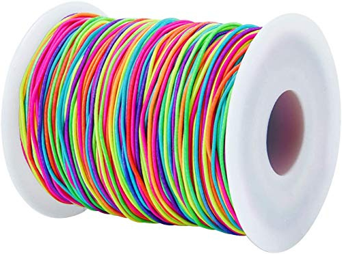 Élastique Cordon,1 Rouleau 100M Cordon pour Perles 1mm Arc-en-Ciel Couleur Ficelle Corde Ronde pour Coudre des Bracelets Pendentifs d'Artisanat Colliers Fabrication de Bijoux Bricolage